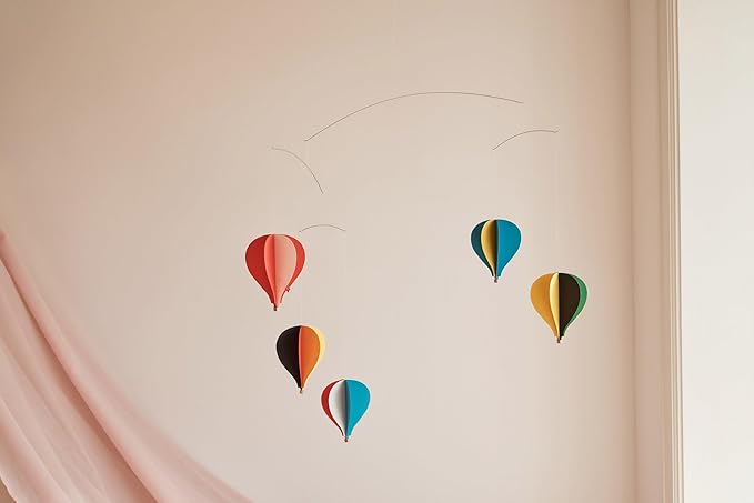 Flensted Mobiles 5 Balloon Hanging Nursery Mobile - 26 Inches - Premium-Grade Cardstock