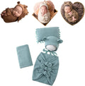 Vemonllas Newborn Baby Boy Girl Photography Props Bow Wrap, Posing Aid, Hat and Blanket Set of 4 Pcs