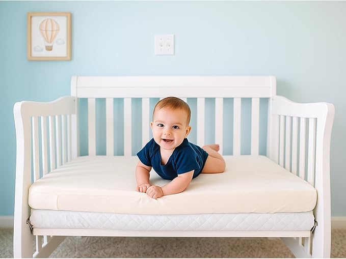 Organic Cotton Crib Mattress Protector (Water-Resistant) - Breathable Fitted Liner Pad, GOTS-Certified, Hypoallergenic, Made in USA – Mini-Crib 38"x24" - Pack of 2