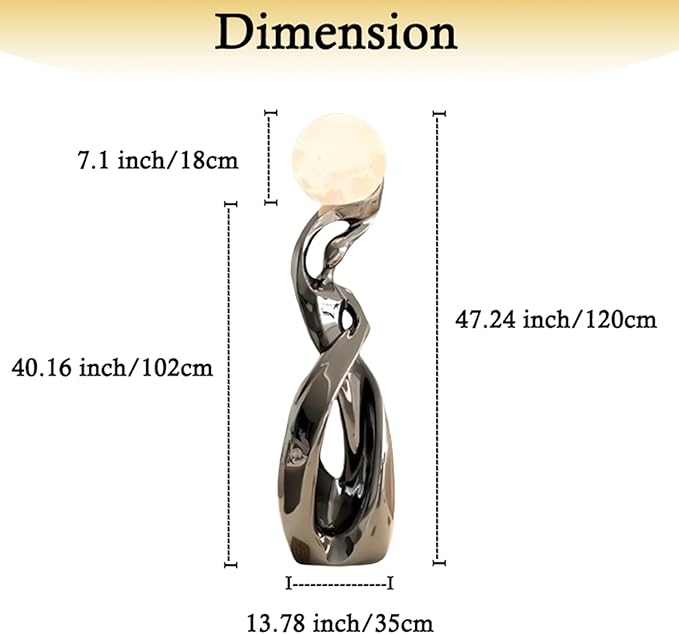 Bofea-Modern Funky Floor Lamp for Living Room,Large Tall Standing Lights with 3D Moon Lamp,Smoked Resin Floor Lamps,Accent Lights,Modern Dancing Girls Statue for Living Room Bedroom Home Decor