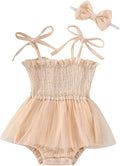 Meihuida Newborn Baby Girl Sleeveless Rompers Summer Clothes Cotton Bodysuit with Headband