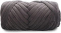 Velvet Chunky Bulky Giant Arm Knitting Yarn, Super Soft Jumbo Tube Weight, Fluffy DIY Crochet Hand Making Washable Yarn for Blanket, Pet Bed, Rugs, Pillow (1.1lb Dark Gary)