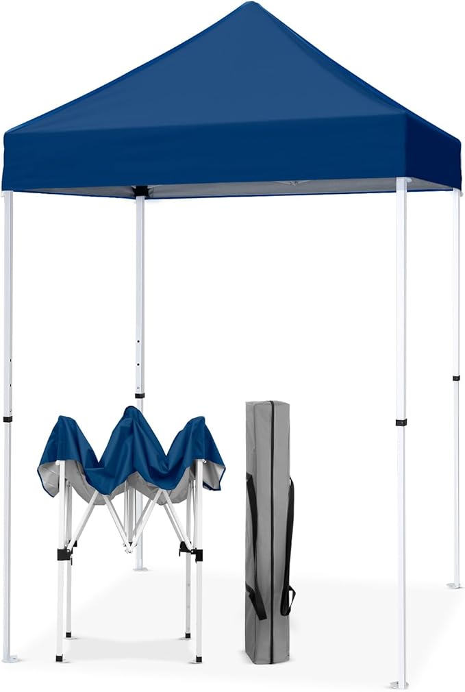 EAGLE PEAK 5x5 Pop Up Canopy Tent Instant Outdoor Canopy Easy Set-up Straight Leg Folding Shelter, Dark Blue