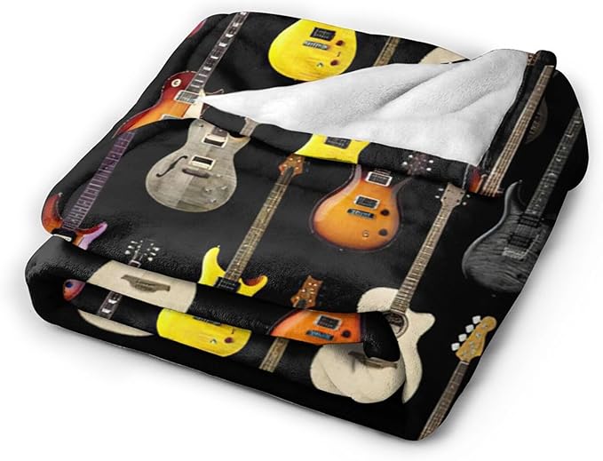Tijuboni Guitar Music Throw Blanket Guitar Gifts for Girls Boys Women Men Kids Adults Soft Flannel Fleece Blanket for Couch Sofa Bed Home Decor 50"x60"