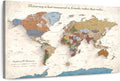 ElephantStock - Personalized Journey V Push Pin World Map Wall Art - Horizontal Canvas Wall Art - Living Room Wall Decor - Digital Art Map Canvas Art - Beige And Orange Decor - 48" x 32"