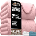 GORILLA GRIP Washable Toddler Mattress Incontinence Pads, Waterproof Bed Underpads, Absorbent Leak Proof, 34x36+19in Wings, 2 Pack Slip Resistant Pad Absorbs 8 Cups for Bedwetting Adults Kids, Pink