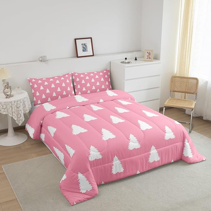 Feelyou Christmas Trees Bedding Set for Kids Boys Girls King Size Holiday Decor Comforter Set Ultra Soft Winter Comforter Xmas Duvet Quilt Bedroom Decor Christmas Decorations Quilt