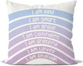QIYUHOY Boho Rainbow Classroom Throw Pillow Covers, Book Center Calming Corner Playroom Decor Pillow Case, Purple Pillow Cover, I Am Kind Smart Brave Confidence 24x24 Inch Pillowcase(Royal Purple)