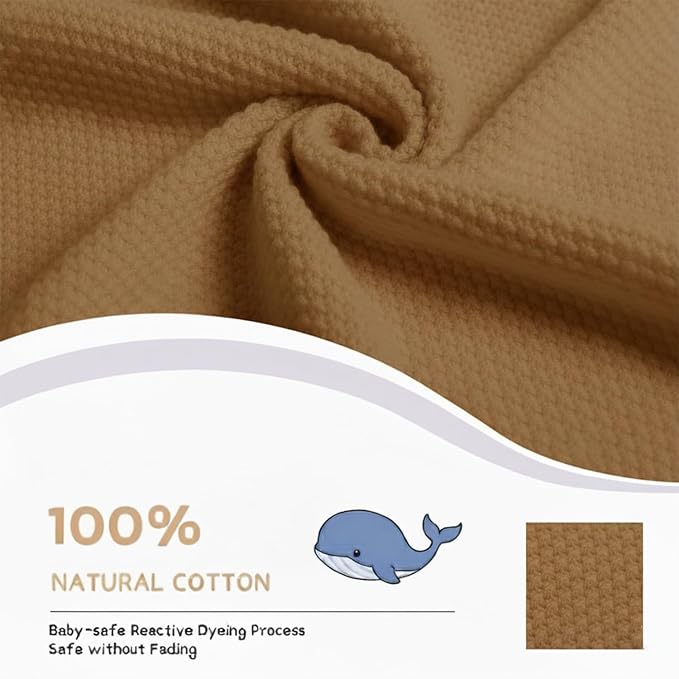 Baby Knit Blanket Soft Breathable Cotton Scallop Border Blankets Newborn Knitted Blanket Swaddle Blankets Gifts for Baby Newborn Toddler Shower Boy Girl New Mom Birthday Christmas Mocha 30x40