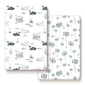 Pack n Play Sheets Fitted 2 Pack, Stretchy Ultra Soft Jersey Knit Pack and Play Sheets, Universal Fitted Portable/Mini Crib Mattresses Snug and Safe, Stylish Pattern for Boy and Girl