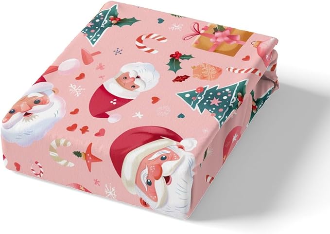 Feelyou Christmas Bedding Set Pink Christmas Duvet Cover Set for Kids Boys Girls Cookies Comforter Cover Christmas Tree Quilt Cover Bedroom Collection 3Pcs Queen Size,No Comforter