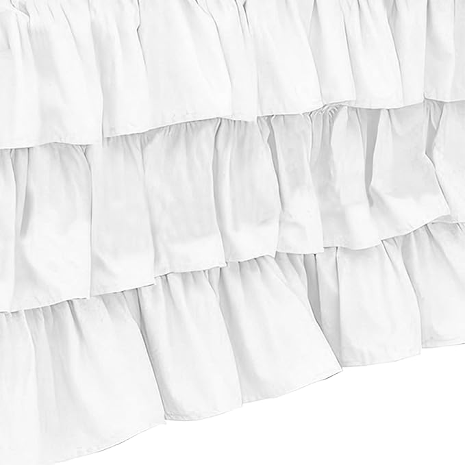 Ruffled Crib Bed Skirt: 3 Tiered Ruffled Crib Skirt Baby Girl Nursery Toddler Bedding Dust Ruffle, 17.7" Deep Drop- Fits Standard Cribs,28"x 52" (White)