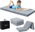 MeMoreCool Foldable Floor Mattress for Kids, Toddler Floor Nap Mat for Sleeping Daycare, Small Child Foldable Mattress Floor Bed, Trifold Futon Portable Tri Folding Mattress, Grey 63x26 Inch