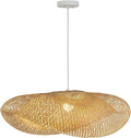 Bamboo Chandelier 32.25 Inch Extra Large Rattan Chandelier, Hand Woven Bamboo Rattan Pendant Lights Wicker Hanging Light Fixture with Adjustable Height for Kitchen Island Living Room Dining Room Bar
