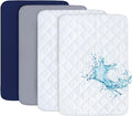Pack and Play Sheets and Waterproof Pack n Play Mattress Protector Pad Cover 4 Pack Set, Ultra Soft Pack n Play Mattresses Sheets Compatible with Graco Pack n Play, Grey&Navy