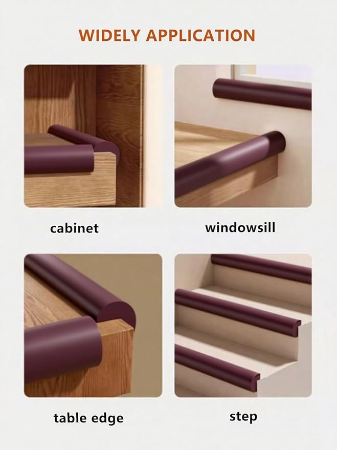 Baby Proof Edge Corner Protector, 6.56FT 0.47''Th L-Shape Furniture Corner & Edge Safety Bumpers with 6 Corners, Pre-Taped, Soft NBR Rubber Foam Desk Edge Cushion Wall Corner Protector（Brown）