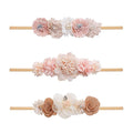 cherrboll 3pcs Baby Girl Flower Headbands, Super Soft & Stretchy Nylon Floral Hairbands for Newborn Toddler