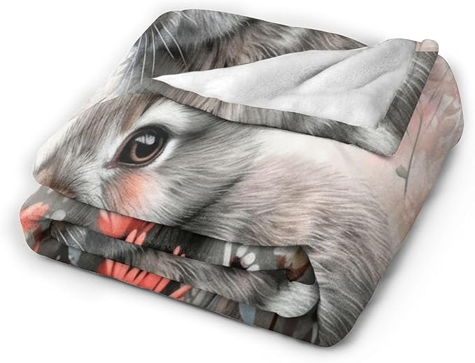 Tijuboni Rabbit Bunny Throw Blanket Rabbit Gifts for Girls Boys Women Men Kids Adults Soft Flannel Fleece Blanket for Couch Sofa Bed Home Decor 50"x60"