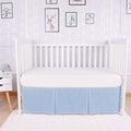 Box Pleated Mini Crib Bed Skirt Premium 100% Cotton 800 Thread Count Nursery Crib Toddler Bedding Crib Bedskirt for Baby Boys or Baby Girls, (24" x 38") + 10" Drop Lenght - Light Blue Solid