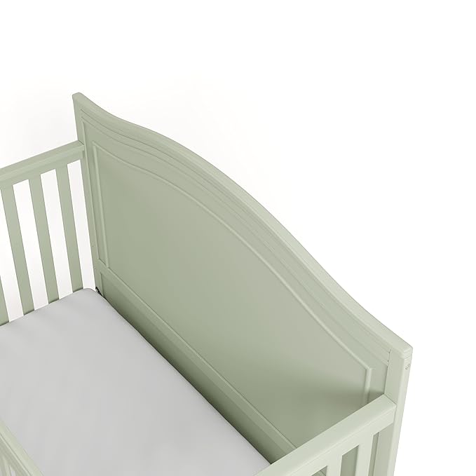 Graco Paris 4-in-1 Convertible Crib - GREENGUARD Gold Certified, Converts to Toddler Bed, Daybed and Full Bed, Fits Standard Crib Mattress, Adjustable Mattress Base, Sage