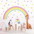 84x42 Inch Extra Large Rainbow Wall Decal Colorful Rainbow Polka Dot Wall Decals Large Rainbow Wall Sticker Fabric Decals Nursery Rainbows Stickers for Kids Rooms Girls Bedroom