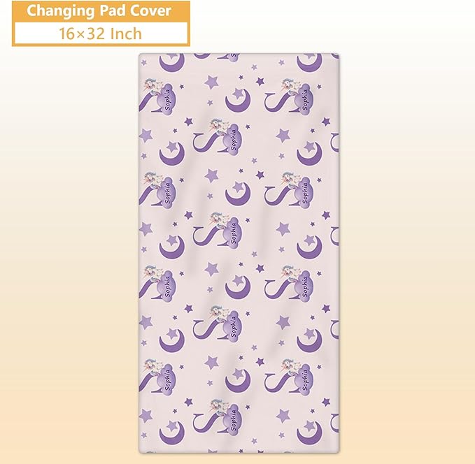 5 Piece Customized Crib Bedding Set for Girls - Custom Name Baby Crib Purple Unicorn Nursery Bedding Set with Soft Blanket, Fitted Sheet, Rug, Personalized Gifts for Toddlers, Newborns, Infants