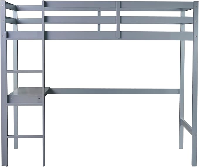 Bellemave Twin Loft Bed with Desk,Loft Bed for Kids, Boys, Girls,Wooden Loft Be Frame with Desk and Ladder, Gray