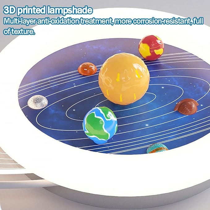 LED Ceiling Lamp Modern Dimmable Creative (with Remote Control Device) 24.8-inch Universe Planet Acrylic Lampshade Suitable for Children's Room Nursery Kindergarten Girls/Boys Room