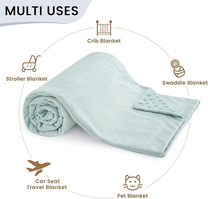 david's kids Micro Fleece Minky Baby Blanket for Boys Girls Neutral with Double Layer and Soothing Raised Dots, Breathable and Soft Lightweight Receiving Blanket for Newborns 30x40 Inches, Light Blue