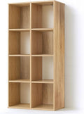 CAPHAUS 11-Inch Cube Storage Organizer Shelf, Home Storage Shelf Divider w/Back, 8-Cube Storage Bookcase, Natural Oak