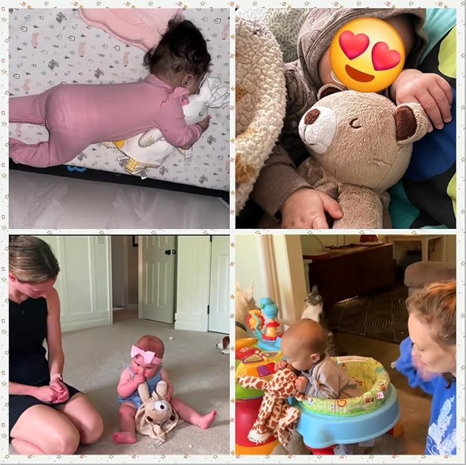 BEREST Rechargeable Baby Sleep Soother Bunny Lovey- White Noise| Heartbeat| Shushing| Lullaby Infant Sleeping Aid with Cry Sensor at Nap Time Routine, Newborn Gifts Plush Toddler Snuggle Blanket Toy