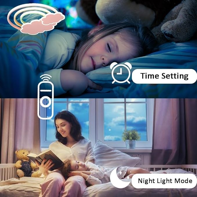 LED Pink Ceiling Light Modern Cartoon Children's Room Dimmable Ceiling Light with Remote Control Nordic Children's Room Blue Cloud Rainbow Night Light for Bedroom Baby Room Boys Girls Room
