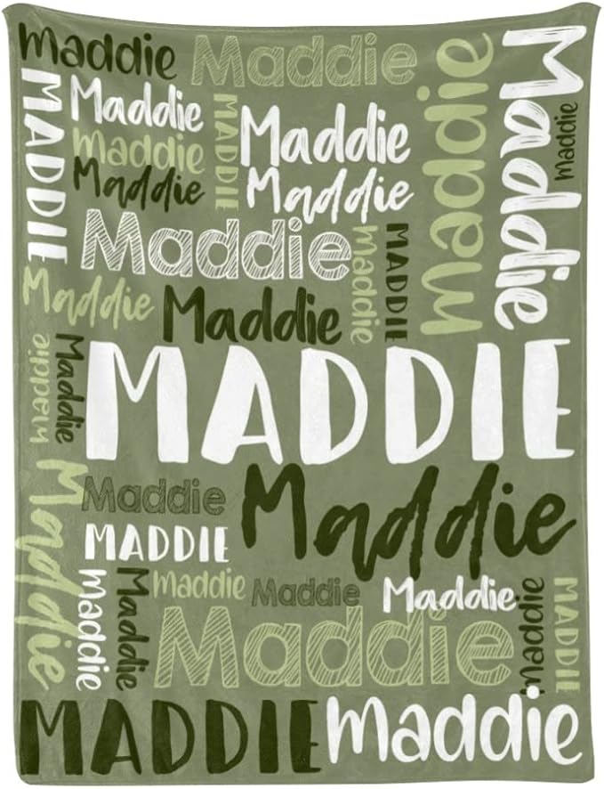 Dr.TOUGH Personalized Blankets with Name Customized Baby Blankets for Girls Boys Adults Monogrammed Blankets and Throws Christmas Birthday Mothers Fathers Valentines Day Gift (Mossy,50''×60'')