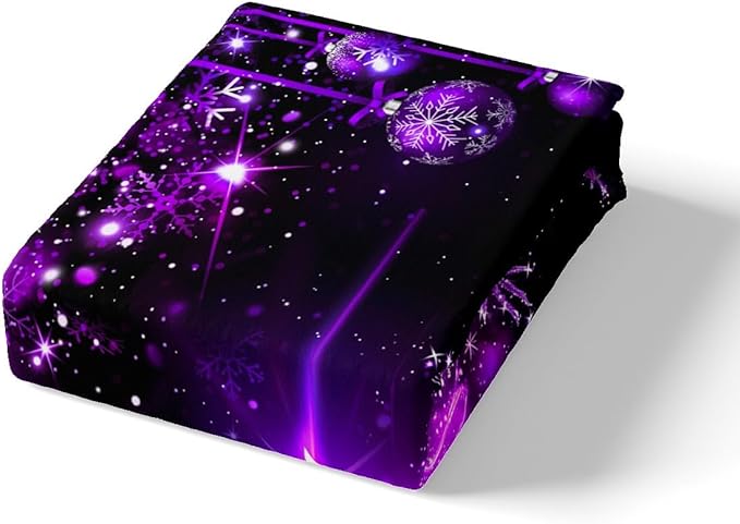 Manfei Christmas Tree Duvet Cover Set Full Size Purple Twinkling Deer Comforter Cover Western New Year Bedding Set 3pcs for Kids Boys Girls Christmas Theme Quilt Cover with 2 Pillowcases,No Comforter