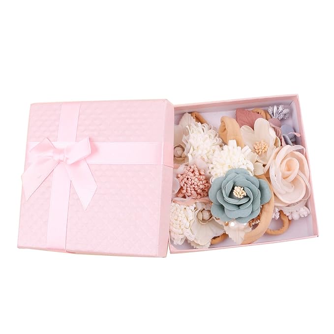 cherrboll 3pcs Baby Girl Flower Headbands, Super Soft & Stretchy Nylon Floral Hairbands for Newborn Toddler