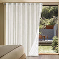 H.VERSAILTEX Linen Blackout Curtains Durable Thick Textured Linen Look 100% Blackout Patio Door Curtain, Anti Rust Grommet Extra Wide Sliding Glass Door Curtains, W100 x L84 inch- Ivory