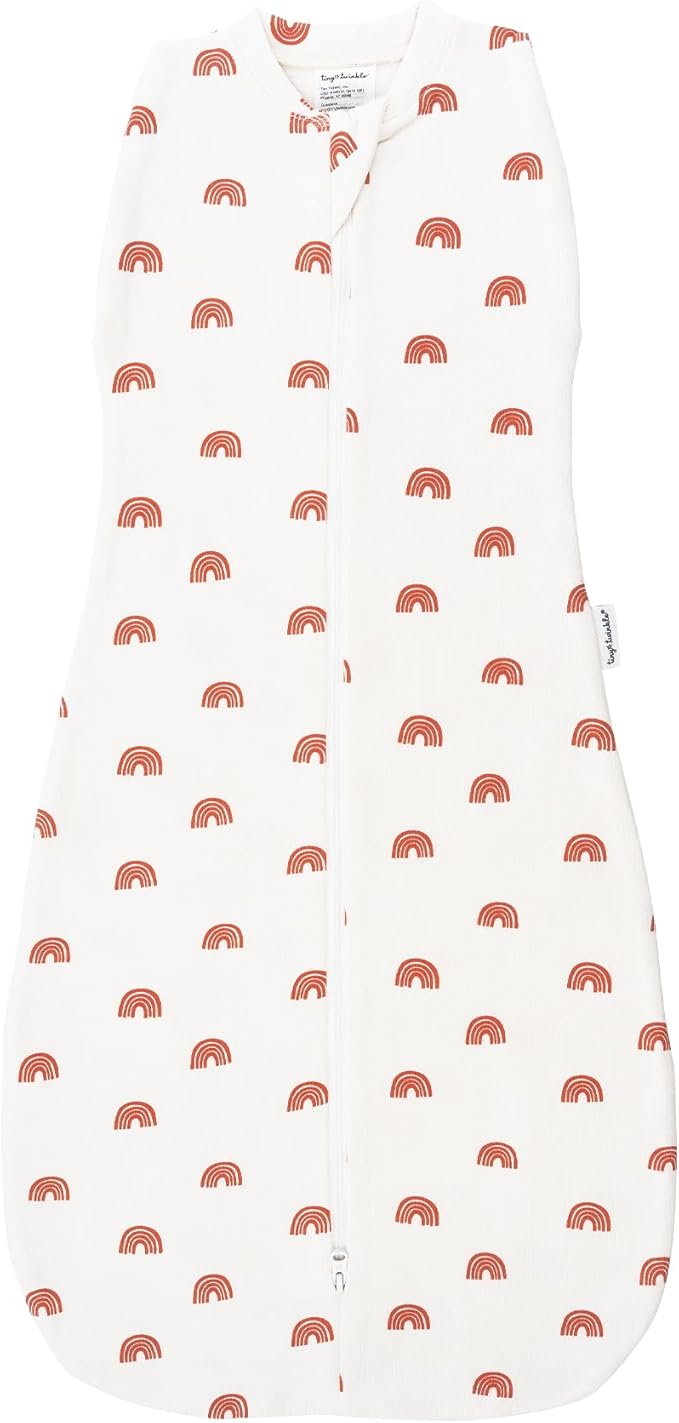 Tiny Twinkle Baby Sleep Sack 3-6 Months 1.0 TOG, Cotton & Elastane Wearable Blanket, Swaddle Transition Micro-Fleece, Machine Washable (Rainbows)