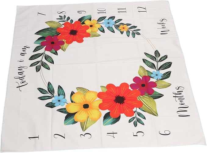 Baby Monthly Milestone Blanket Novelty Decorative Wreath Pattern Newborn Photography Background Blanket