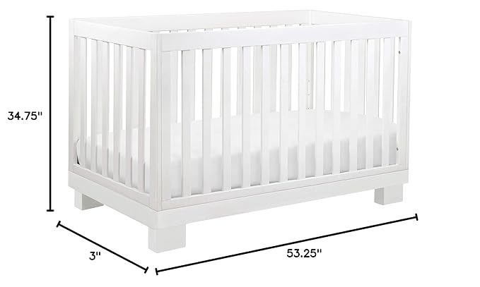 Babyletto Modo 3-in-1 Convertible Crib with Toddler Bed Conversion Kit in White, Greenguard Gold Certified