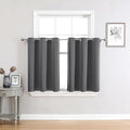 ChrisDowa Small Window Curtains 24 inches Long for Bedroom - Grommet Short Thermal Insulated Room Darkening Curtains for Kitchen (2 Panels, Grey, 36 x 24 Inch)
