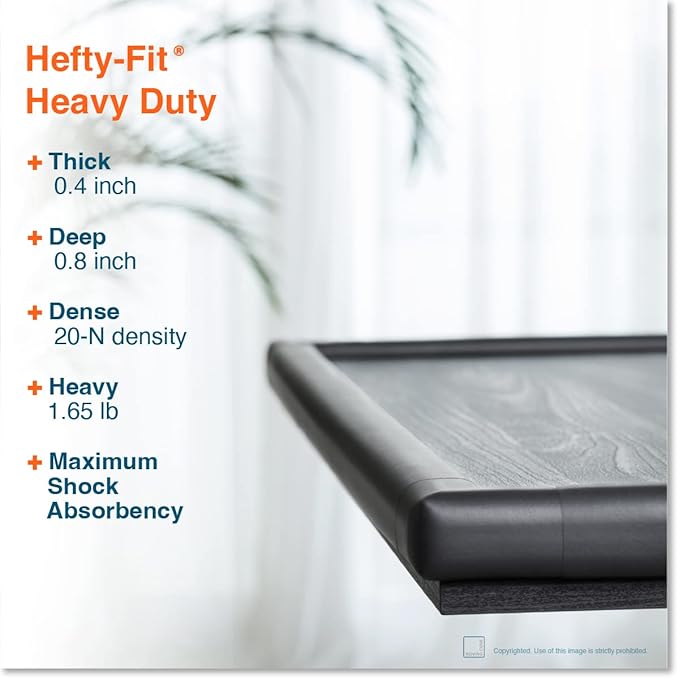 Roving Cove HeftyFit Edge Corner Protector Baby Proofing (Large 18ft Edge 8 Corners), Heavy-Duty, Soft NBR Rubber Foam, Furniture Fireplace Safety Bumper Guard, 3M Adhesive, Onyx Black