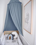 Kids Bed Canopy with Frills Cotton Cover Net for Crib Reading Nook Curtain Hideaway Hanging Round Tent Nursery Bedding Play Room Decor
