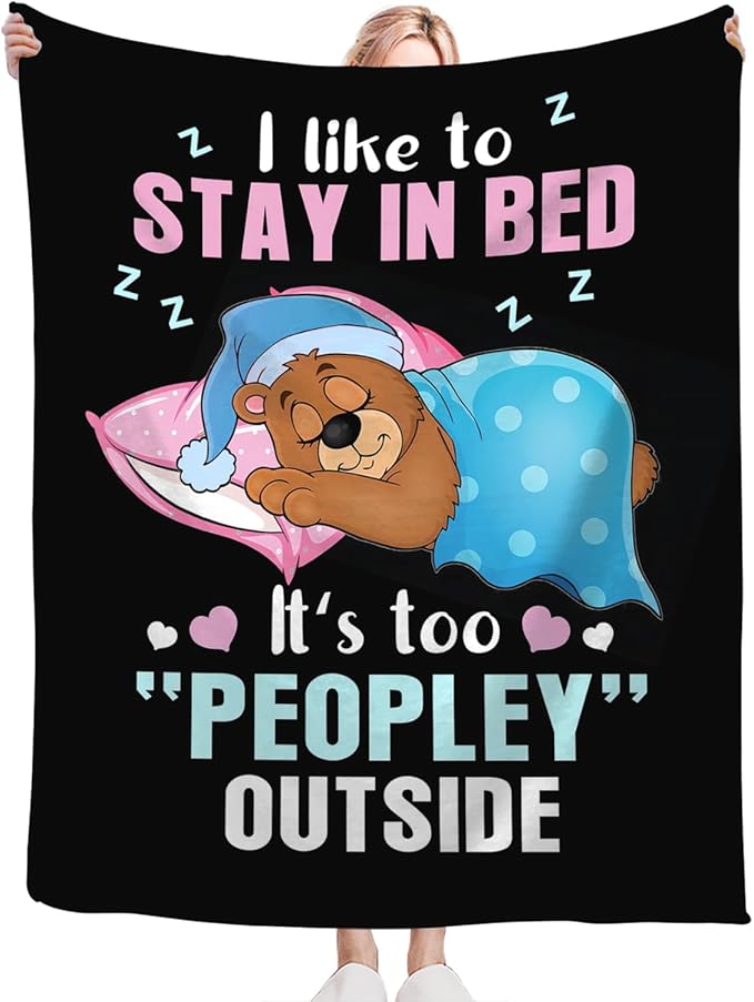 Funny Bear Throw Blanket Bear Gifts for Girls Boys Women Men Kids Adults Soft Flannel Fleece Blanket for Couch Sofa Bed Home Decor 60"x80"