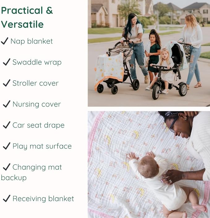 100% Cotton Muslin Baby Blanket | Soft & Breathable 6-Layer Swaddle & Receiving Blanket | Lightweight Quilt for Newborns I Hopping Cosmic