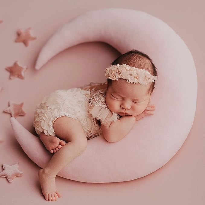 IGMaryBox Baby Moon Star Pillow Newborn Posing Pillow Newborn Photography Prop Infant Photography Posing Pillows (Pink)