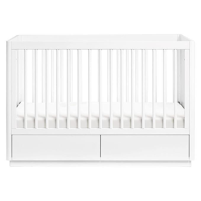 Babyletto Bento 3-in-1 Convertible Storage Crib with Toddler Bed Conversion Kit in White, Undercrib Storage Drawers, Greenguard Gold Certified