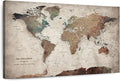 ElephantStock - Our Adventures World Map With Push Pin Iii Wall Art - Horizontal Canvas Wall Art - Living Room Wall Decor - Printmaking Map Canvas Art - Beige And Brown Decor - 39" x 26"