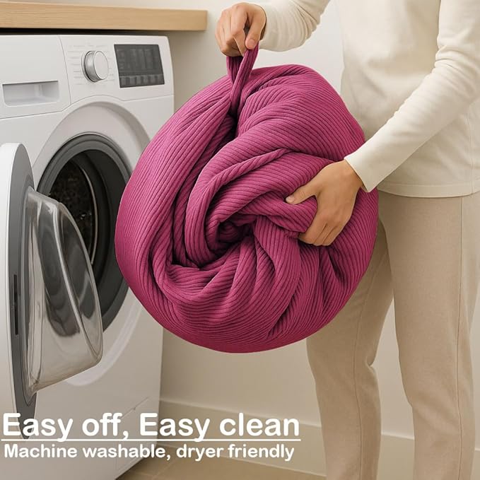 Nobildonna 3 ft Bean Bag Chair Cover (No Filler) 35"×43" Large Stuffed Animal Storage Bean Bag Washable Big Beanbag Chair Cover Premium Corduroy Bean Bag Cover for Adults,Kids,Rose Red 300L