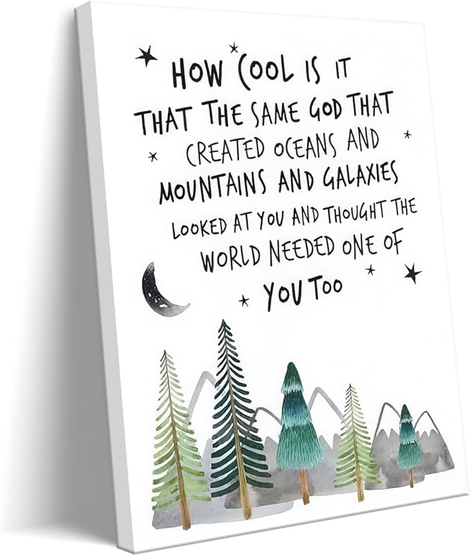 Dytila Christian Nursery Wall Art - Mountain Pictures Baby Boy Nursery Decor, Inspirational Religious Decor, Toddler Boy Room Decor, Faith Paintings, Christening Gifts for Boys 12x16 Inch
