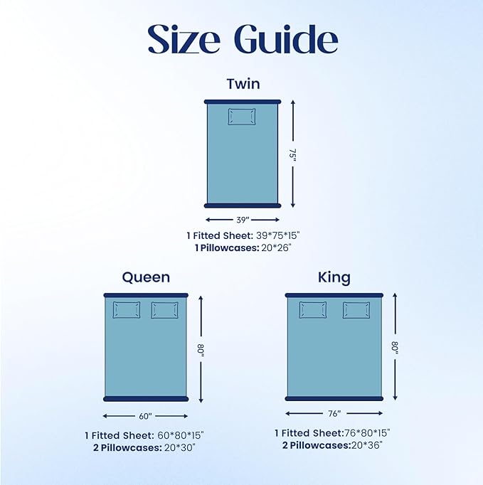 Dream Valley® Queen Sheet Set, Cooling Fitted Sheet with 2 Pillowcase-3 PCS with No Flat Sheet,Q-Max > 0.4 Aerocool, Cooling for Night Sweats, Hot Sleepers,deep Pocket up to 15",Dream Blue
